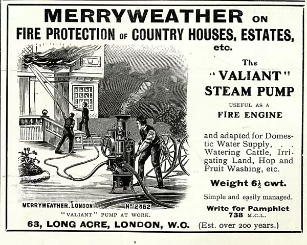 Advert, Merryweather, Fire Fighting Steam Pump