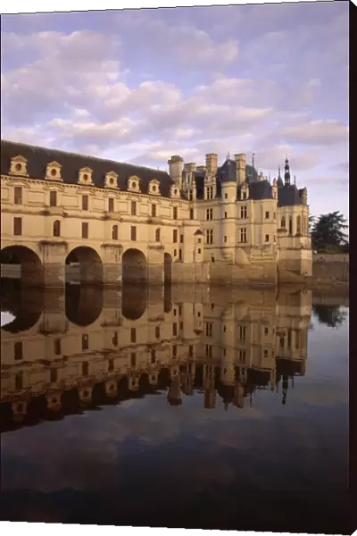 Chateau of Chenonceaux, reflected in water, Loire Valley, Centre, France, Europe