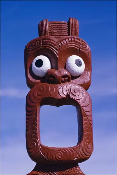 Close-up of Maori statue
