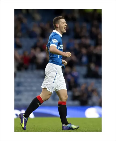 Euphoric Fraser Aird: His Thrilling Goal Celebration in Petrofac Training Cup Second Round at Ibrox Stadium