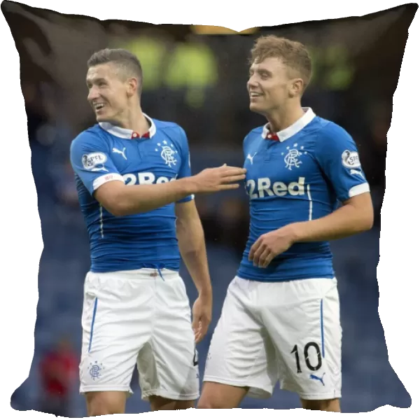 Rangers: Fraser Aird and Lewis Macleod Celebrate Petrofac Training Cup Goal at Ibrox Stadium