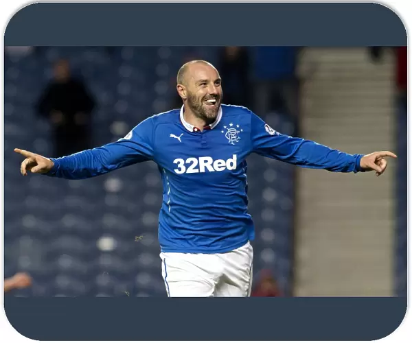 Rangers Kris Boyd's Hat-Trick Celebration: Petrofac Training Cup Second Round Victory over Clyde at Ibrox Stadium