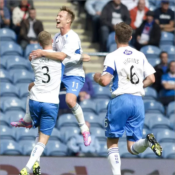 Rangers Iain Russell Scores Upset Goal Against Queen of the South in SPFL Championship at Ibrox Stadium