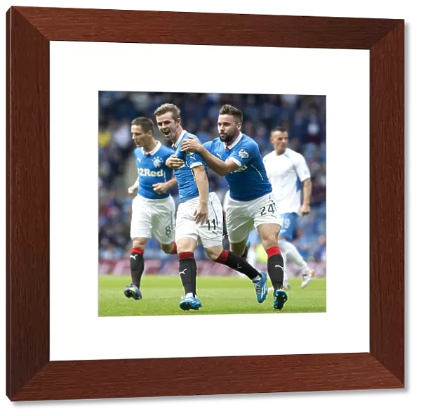 Rangers Templeton and McGregor Celebrate Goal in SPFL Championship Match vs. Queen of the South