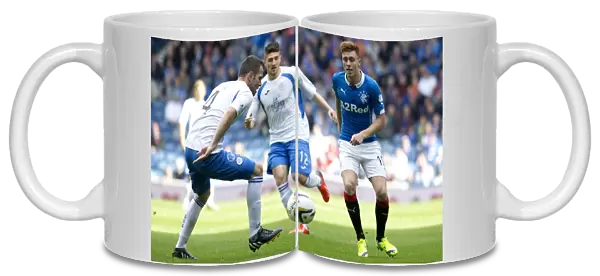Intense Rivalry: Macleod vs. Dowie Battle for the Soccer Ball at Ibrox Stadium - Rangers vs. Queen of the South, SPFL Championship (2003)