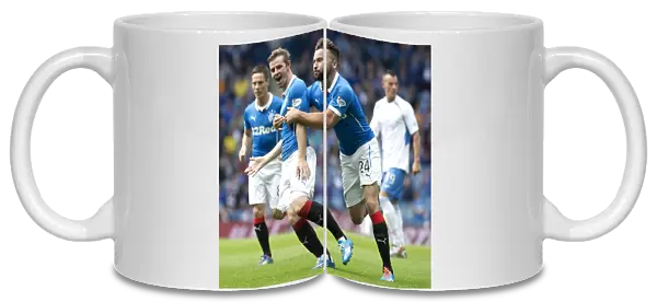 Rangers Football Club: Templeton and McGregor's Jubilant Moment after Goal at Ibrox Stadium - SPFL Championship: Rangers vs Queen of the South