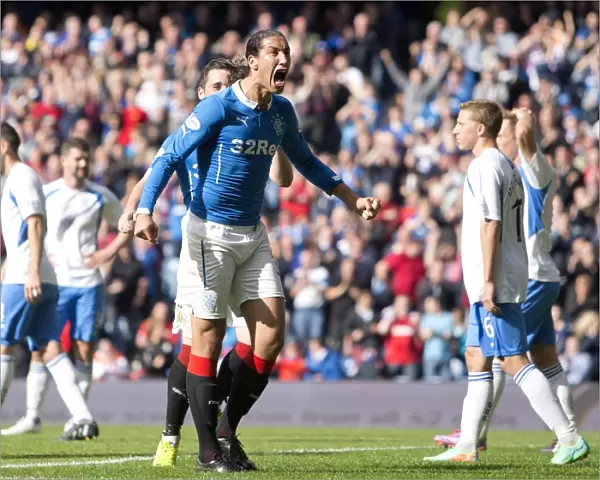 Rangers Bilel Mohsni Scores the Dramatic Winning Goal at Ibrox Stadium against Queen of the South (SPFL Championship)