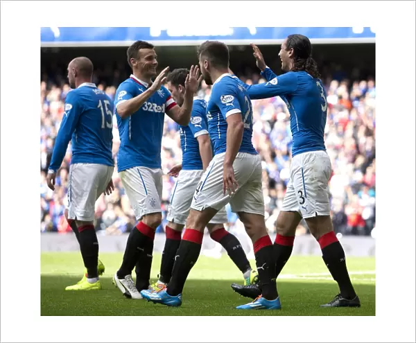 Rangers Football Club: Bilel Mohsni's Epic Goal and Emotional Celebration with Team Mates against Queen of the South in the SPFL Championship at Ibrox Stadium (Scottish Cup Winning Moment)