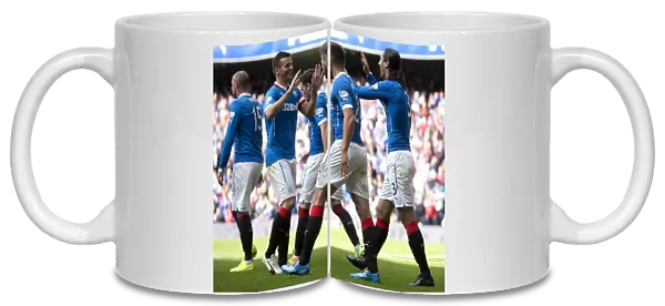 Rangers Football Club: Bilel Mohsni's Epic Goal and Emotional Celebration with Team Mates against Queen of the South in the SPFL Championship at Ibrox Stadium (Scottish Cup Winning Moment)