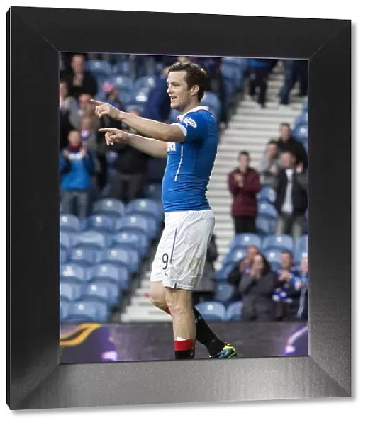 Rangers Jon Daly Doubles Up: Celebrating Two Goals at Ibrox in the SPFL Championship Against Raith Rovers