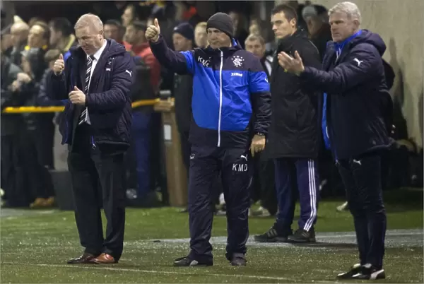 Ally McCoist and Rangers Team Celebrate Thumbs Up at Petrofac Training Cup Semi-Final (Scottish Cup Champions 2003)