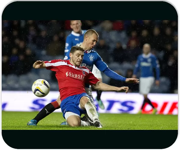 Intense Battle for the Ball: Kenny Miller's Champion Moment at Ibrox Stadium - Rangers vs Cowdenbeath, Scottish Cup Victory (2003)