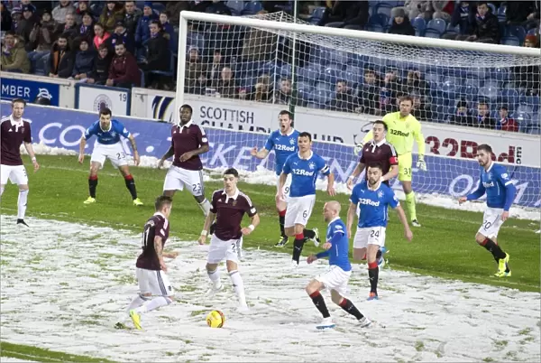 Rangers vs Hearts: Scottish Championship Battle in the Snow at Ibrox Stadium