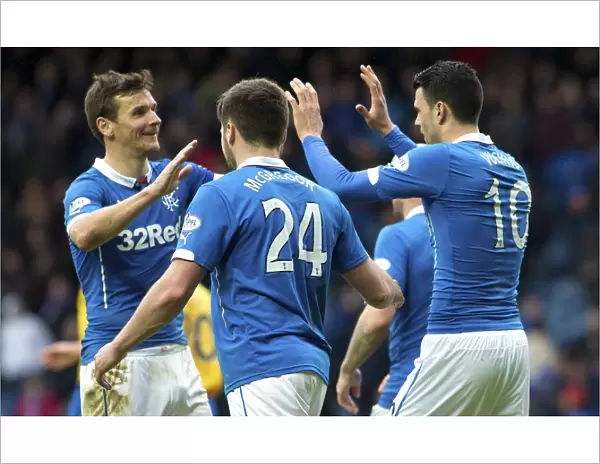 Rangers Football Club: Double Delight - Haris Vuckic and Lee McCulloch Celebrate Goals in Scottish Championship Match at Ibrox Stadium