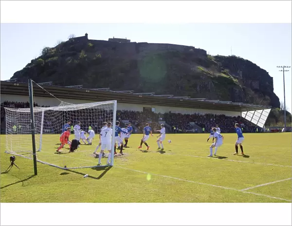 Scottish Championship: Rangers vs Dumbarton - Defending a Corner Kick at Dumbarton Football Stadium