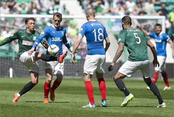 Intense Clash: Rangers vs Hibernian in Scottish Premiership Play-Off Semi-Final - Dean Shiels vs Scott Allan