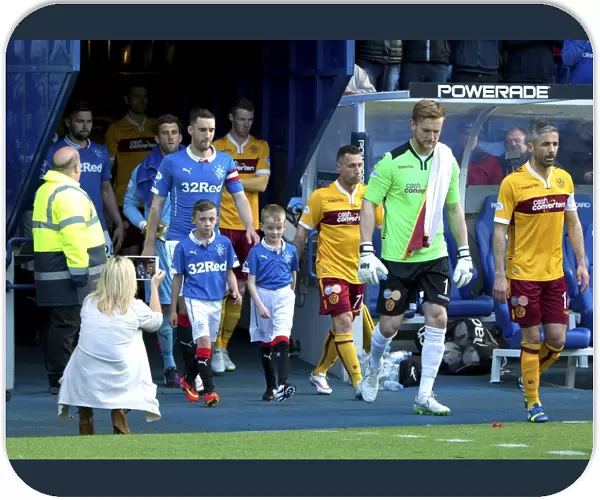 Rangers Captain Lee Wallace and Mascots Celebrate Play-Off Victory at Ibrox Stadium