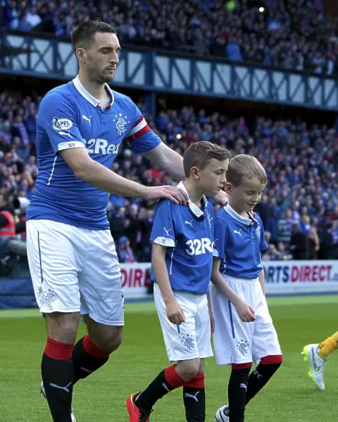 Rangers Captain Lee Wallace and Mascots Celebrate Play-Off Victory at Ibrox Stadium