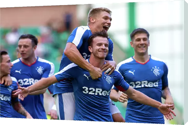 Rangers Andy Halliday: Celebrating the Upset Goal Against Hibernian in the Petrofac Training Cup at Easter Road
