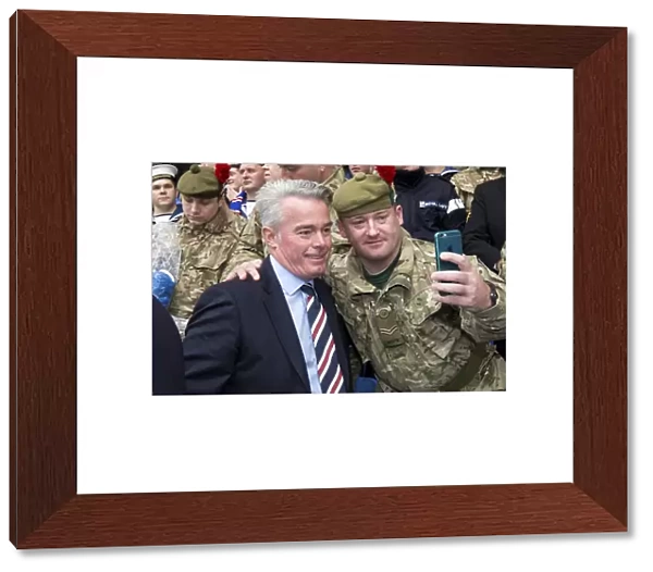 Rangers Director Paul Murray and Armed Forces Member Celebrate Scottish Cup Victory with a Selfie at Ibrox Stadium