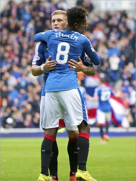 Rangers: Waghorn and Zelalem Celebrate Thrilling Goal at Ibrox Stadium (Ladbrokes Championship)