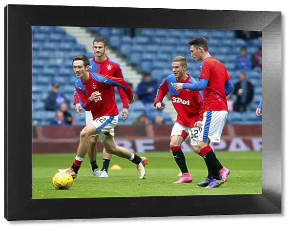 Rangers Substitutes Prepare for Action at Ibrox Stadium during Ladbrokes Championship Match against Falkirk