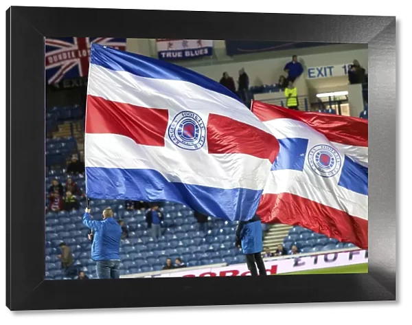 Rangers Football Club: Quarter Final at Ibrox Stadium - Flag Bearers with the Petrofac Training Cup