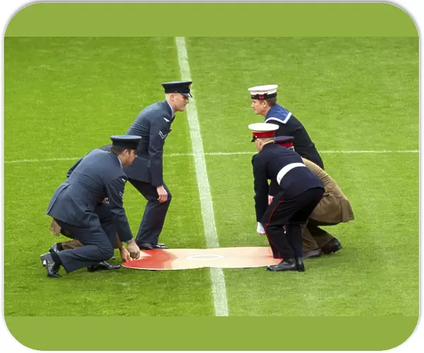 Rangers Football Club: Poppy Tribute - Armed Forces Honor the Field at Ibrox Stadium (Ladbrokes Championship)