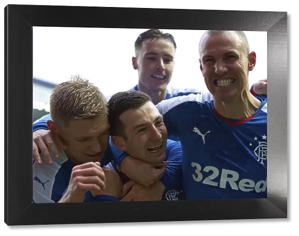 Rangers Unforgettable Moment: Holt, Waghorn, Miller, and McKay's Euphoric Celebration of the Petrofac Training Cup Semi-Final Goal at Ibrox Stadium (Scottish Cup, 2003)