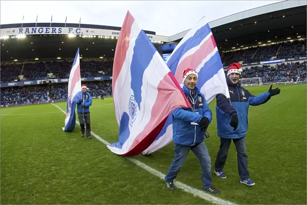 Flag Bearers Celebrate Rangers Scottish Cup Triumph at Ibrox Stadium (2003)