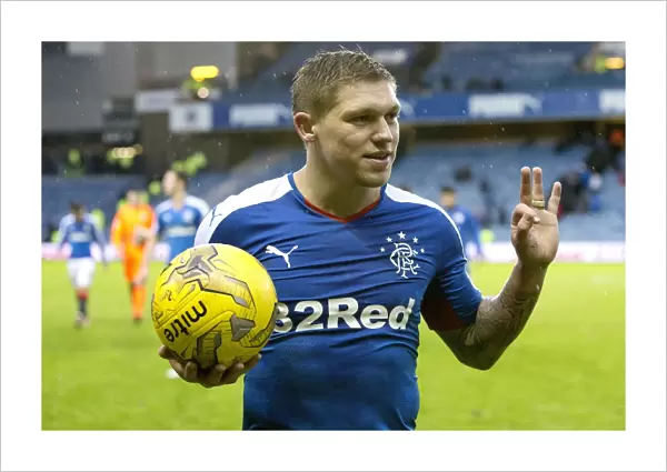 Rangers Waghorn Scores Hat-trick: Scottish Cup Victory over Cowdenbeath at Ibrox (2003) - Martyn Waghorn Celebrates with the Match Ball