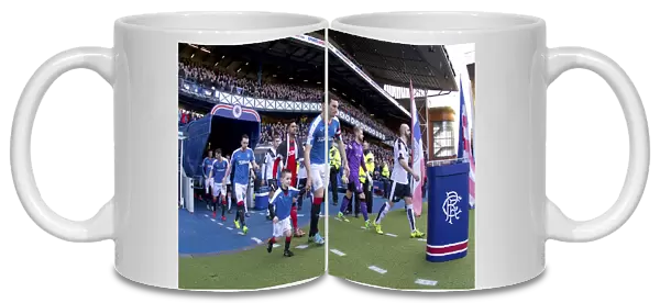 Lee Wallace and Rangers Mascots Celebrate Scottish Cup Quarter Final Victory at Ibrox Stadium