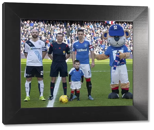 Rangers Captain Lee Wallace and Mascots Celebrate Scottish Cup Quarter Final Win at Ibrox Stadium