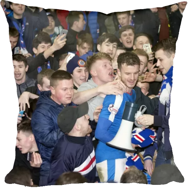Rangers Football Club: Andy Halliday's Epic Goal Celebration with Fans in Ladbrokes Championship Match vs Dumbarton at Ibrox Stadium