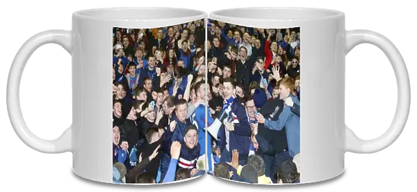 Rangers Football Club: Andy Halliday's Thrilling Goal Celebration with Fans in Ladbrokes Championship Match vs Dumbarton at Ibrox Stadium