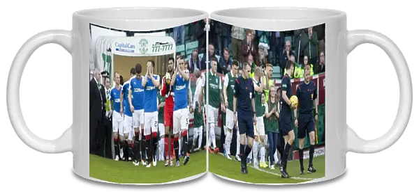 Rangers and Hibernian Players Exit Tunnel: Ladbrokes Championship Showdown at Easter Road