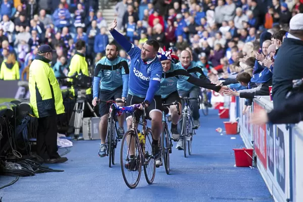 Rangers Football Club: Charity Cyclists Amidst the Ladbrokes Championship Action at Ibrox Stadium