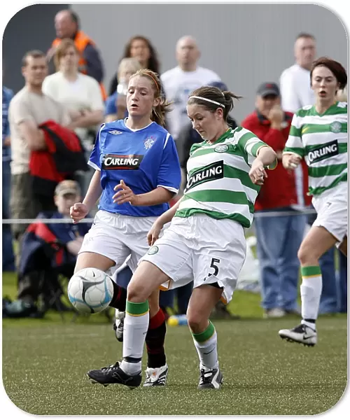 Intense Rivalry: Dannielle Connolly Outmuscles Cheryl Gallacher for the Ball at Celtic v Rangers Ladies Match, 2008