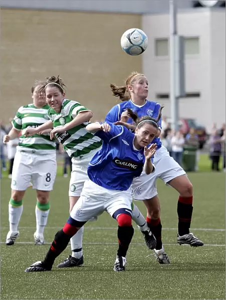 Intense Rivalry: Jenna Ross, Cheryl Gallacher, and Dannielle Connolly in Action - Celtic vs Rangers Ladies, 2008