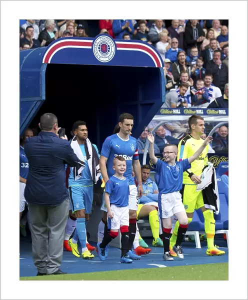 Rangers Captain Lee Wallace with Mascots: Scottish Cup Victory Celebration at Ibrox Stadium