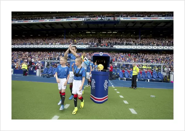 Rangers Football Club: Lee Wallace and Mascots Celebrate Double Victory with Scottish Premiership and Scottish Cup Trophies (2003)