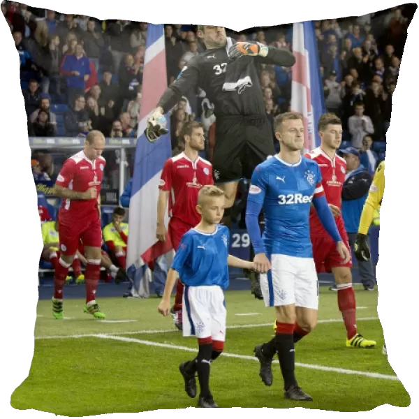 Rangers Captain Andy Halliday and Mascots Celebrate Betfred Cup Quarter Final Win at Ibrox Stadium