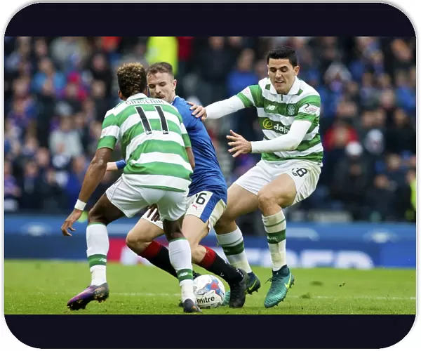 Intense Clash: Halliday vs Bitton & Sinclair at the Betfred Cup Semi-Final - Rangers vs Celtic, Hampden Park
