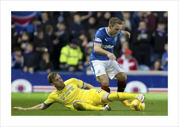 Rangers vs St Johnstone: Lee Hodson vs Liam Craig - Intense Tackle in Ladbrokes Premiership at Ibrox Stadium