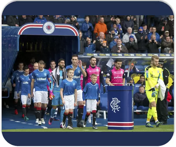 Rangers FC: Lee Wallace Kicks Off Scottish Premiership Match at Ibrox Stadium - 2003 Scottish Cup Triumph (Rangers Captain Leads Out Players and Mascots)