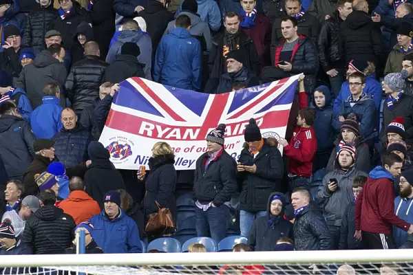 Triumphant Rangers Fans Celebrate Scottish Cup Victory with Ibrox Banner (2003): Scottish Cup Winning Moment