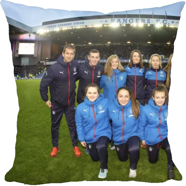 Rangers U17 Ladies Parade on Ibrox Pitch: Celebrating Victory during Rangers vs Dundee (Ladbrokes Premiership)