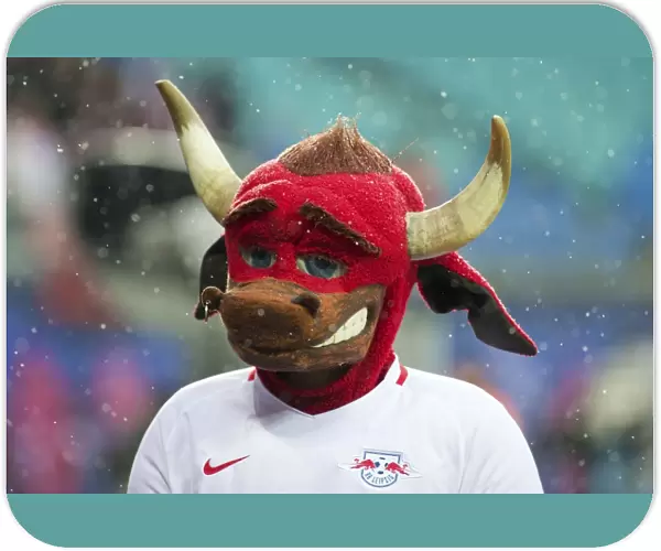 Rangers vs RB Leipzig: Red Bull Mascot Greets Scottish Champions at Red Bull Arena