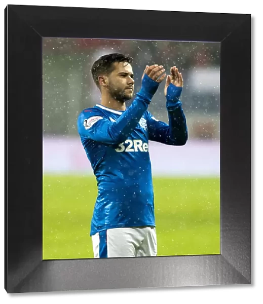 Triumphant Rangers Star Harry Forrester Salutes Adoring Fans at Red Bull Arena: Scottish Cup Champions Victory Celebration