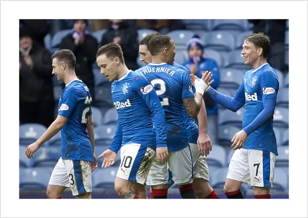 Rangers: Joe Garner and James Tavernier Celebrate Historic Third Goal in Scottish Cup Quarterfinal Victory at Ibrox Stadium